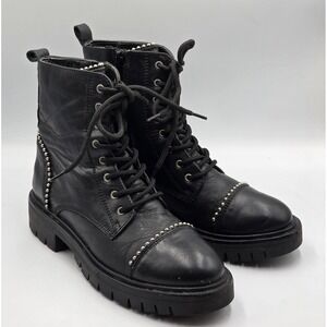 Aldo Onerravia Women's Studded Black Leather Lace-Up Ankle Combat Boots Size 9